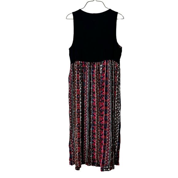 Jamie Brooke black colorful tribal print applique faux button tank midi dress 12 - Picture 3 of 6